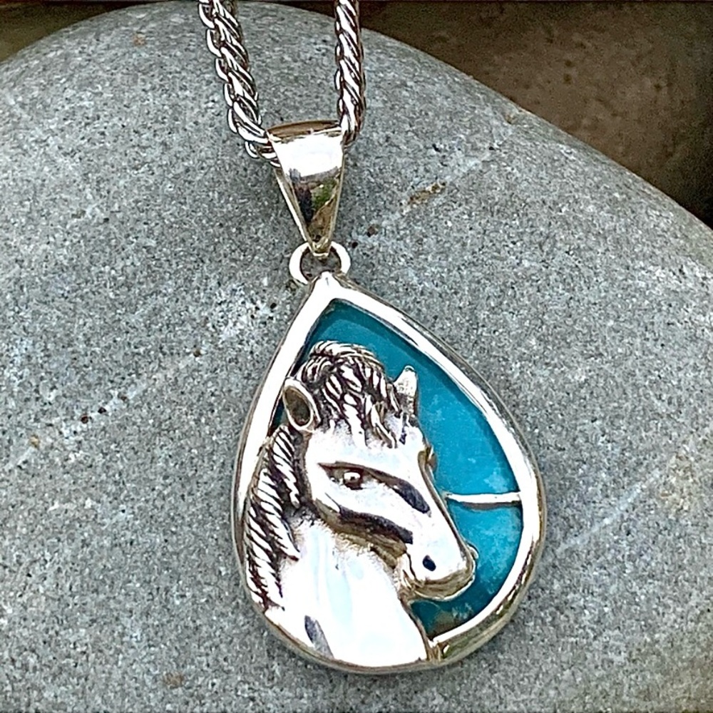 Larimar Sterling Silver Horse Pendant